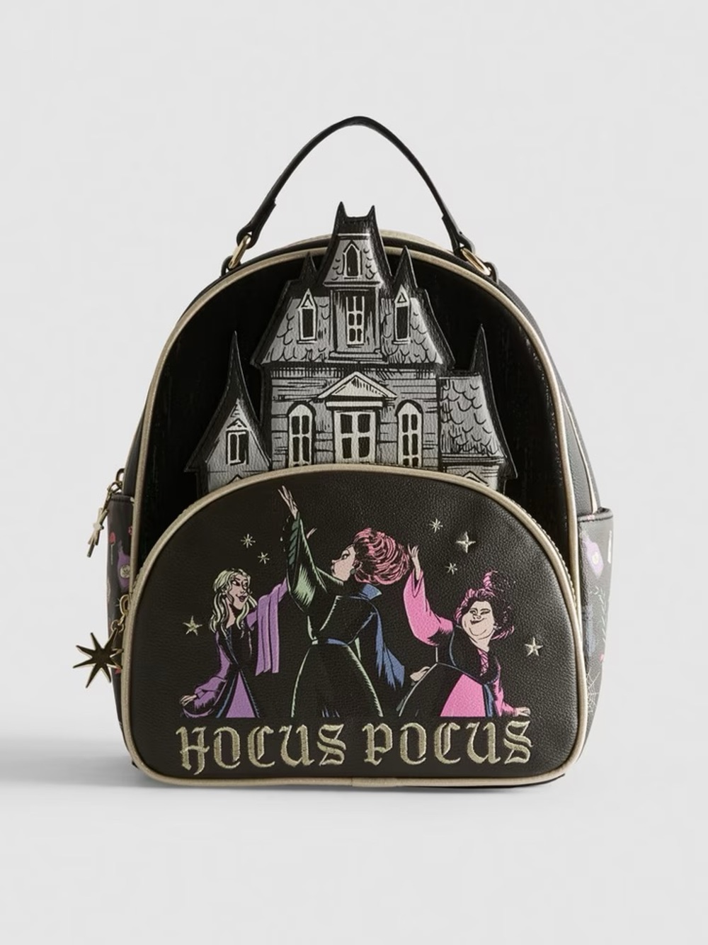 Disney Black Hocus Pocus Mini Backpack with Pink & Purple Accents
